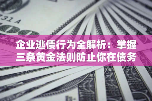 武汉企业逃债行为全解析：掌握三条黄金法则防止你在债务乱局中“踩雷”